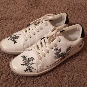 Zara White Embroidered Sneakers